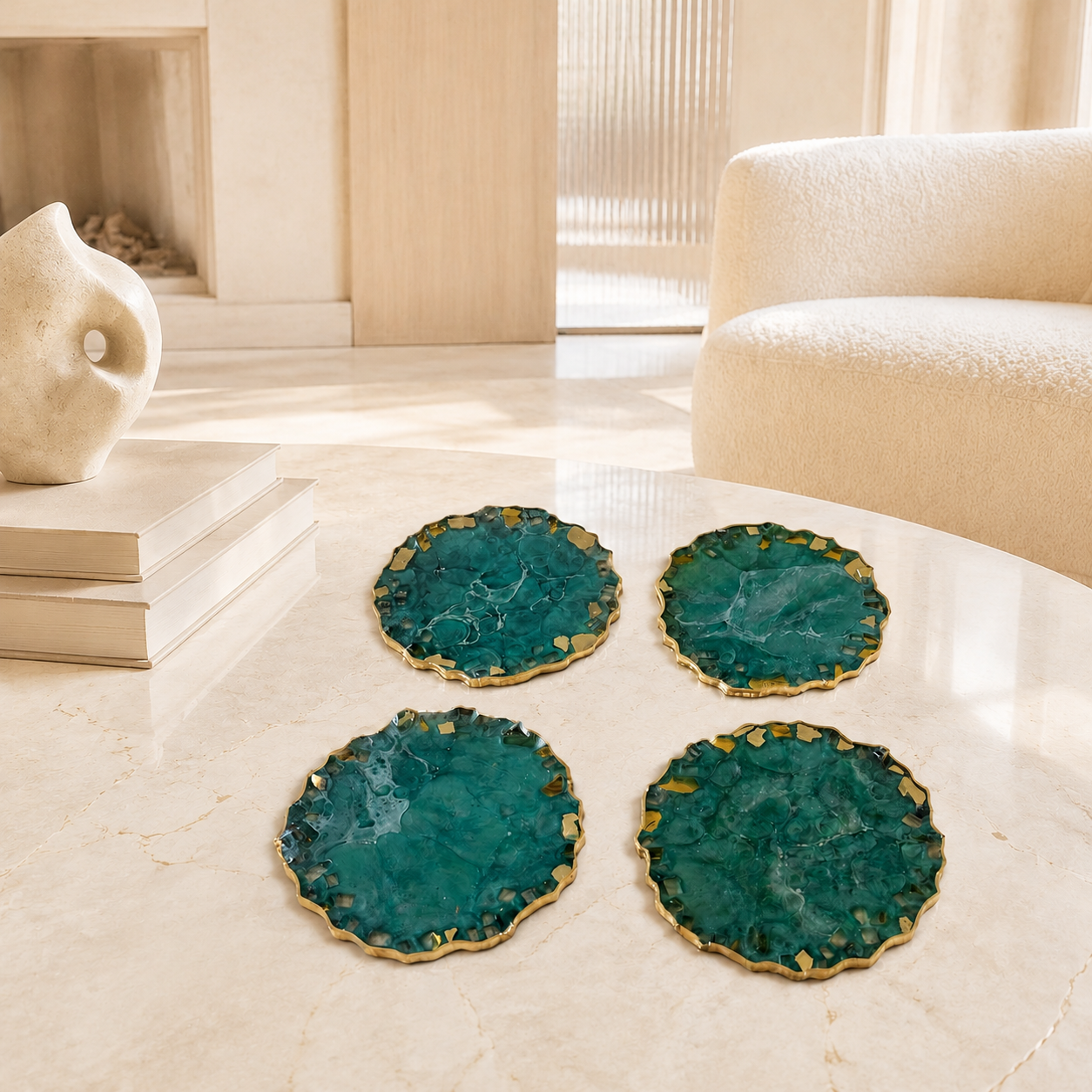 Teal Geode Design Coasters handmade epoxy resin