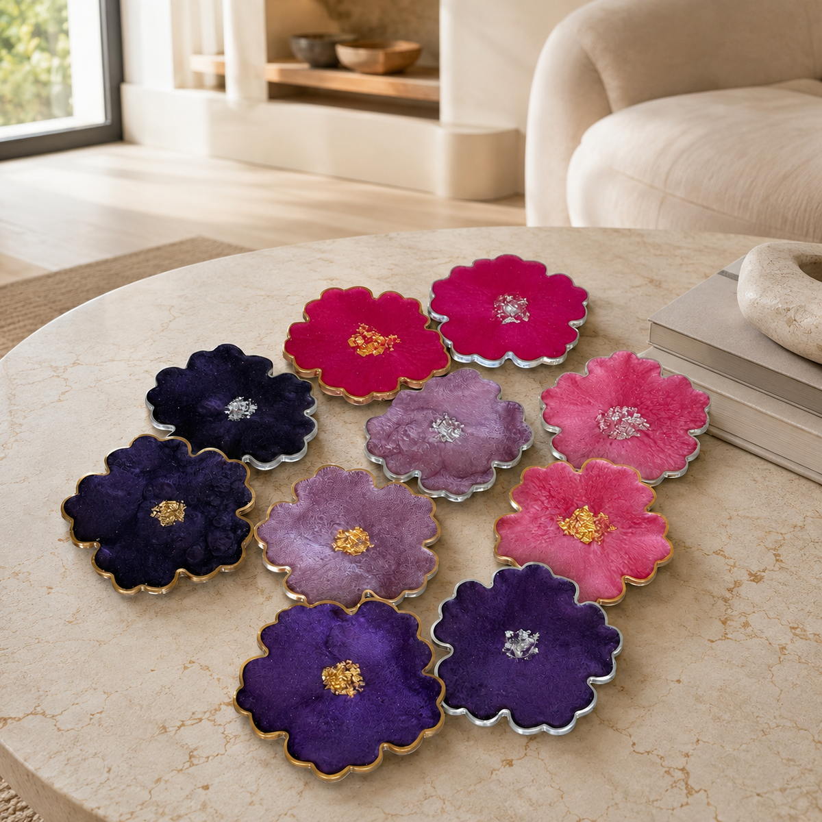 Purple or Pink Flower Coaster epoxy resin