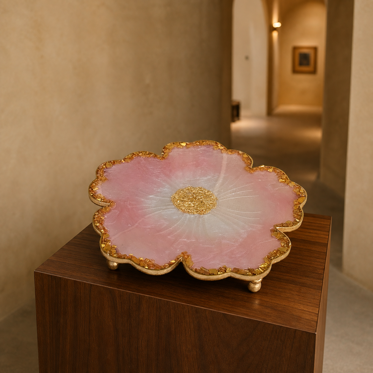 Light Pink Flower tray with matching coasters