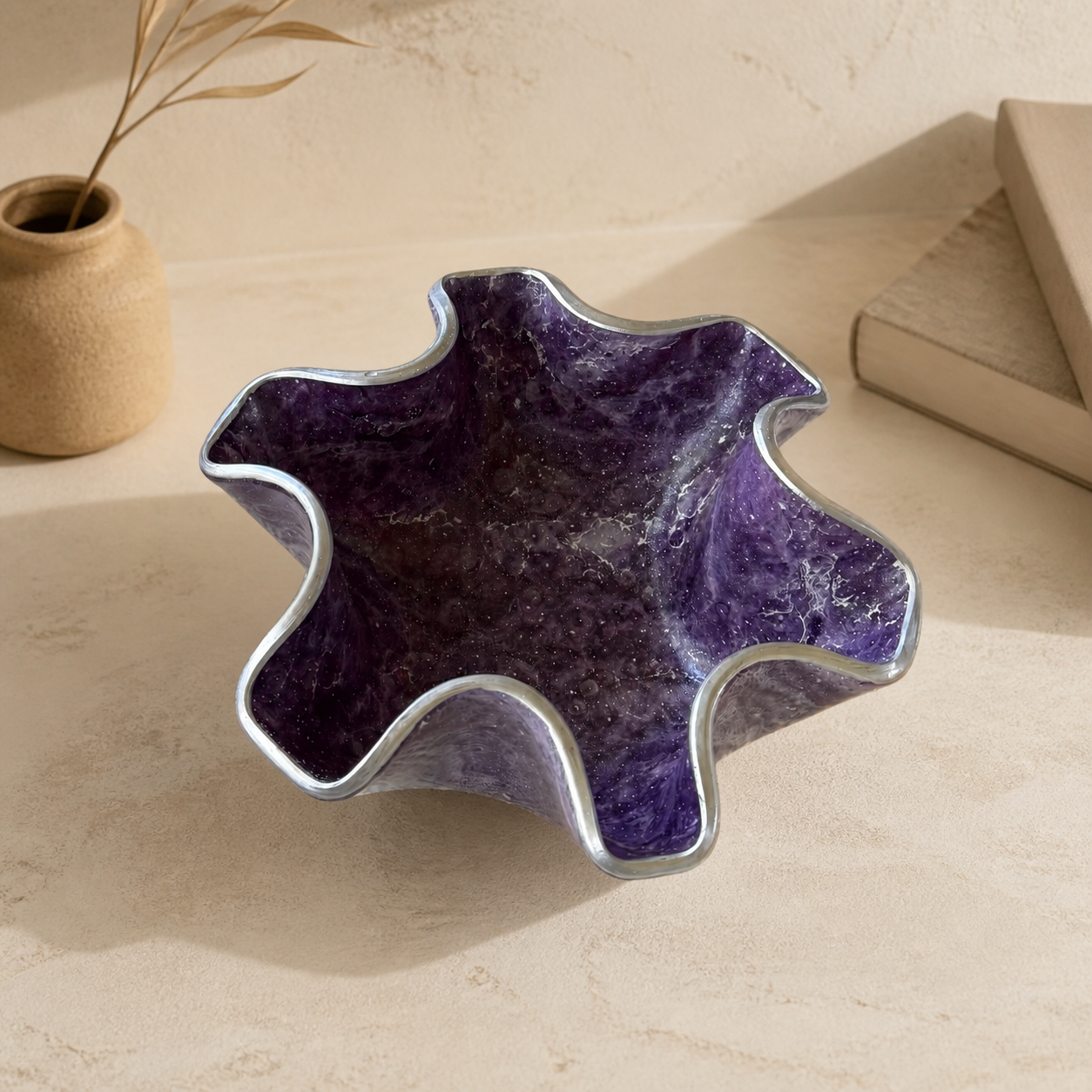 Small Purple bowl, 8x3" geode design epoxy resin