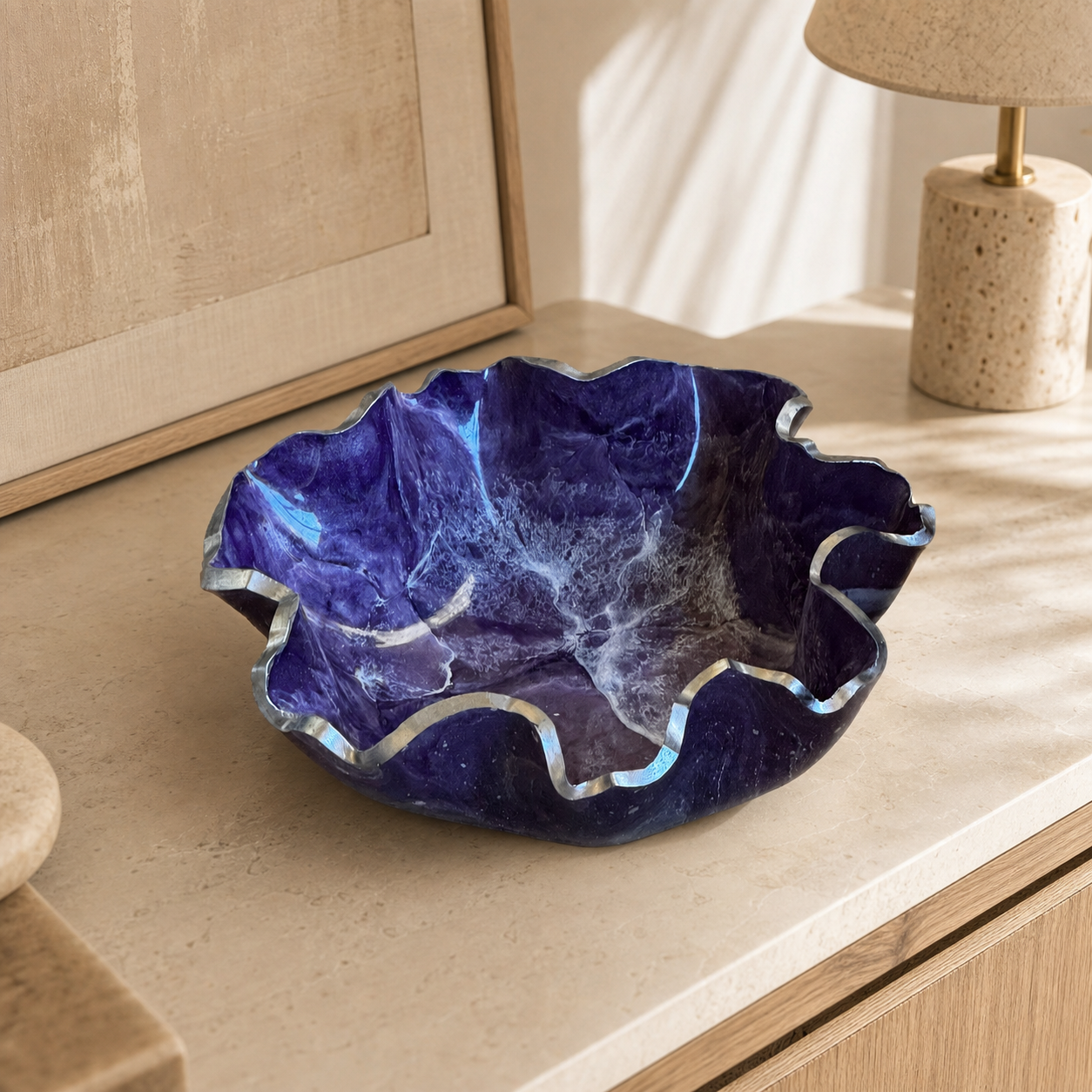Medium Purple bowl, 11x3" geode design epoxy resin