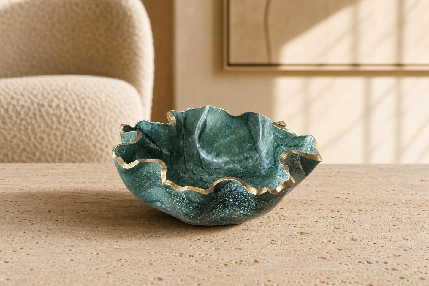 Medium Green bowl, 11x3" geode design epoxy resin