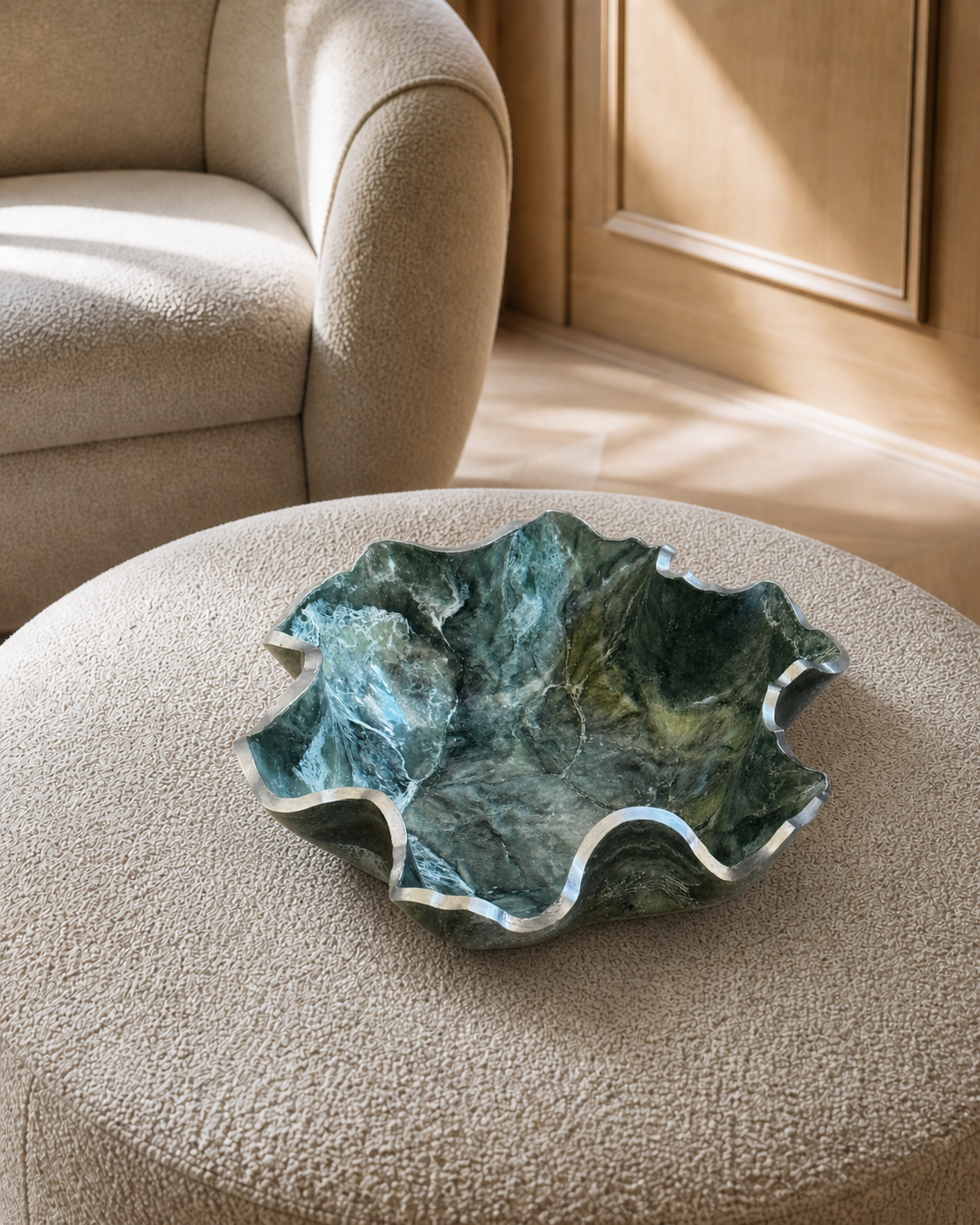 Medium Green bowl, 11x3" geode design epoxy resin