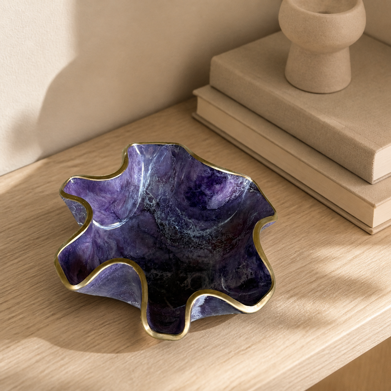 Small Purple bowl, 8x3" geode design epoxy resin