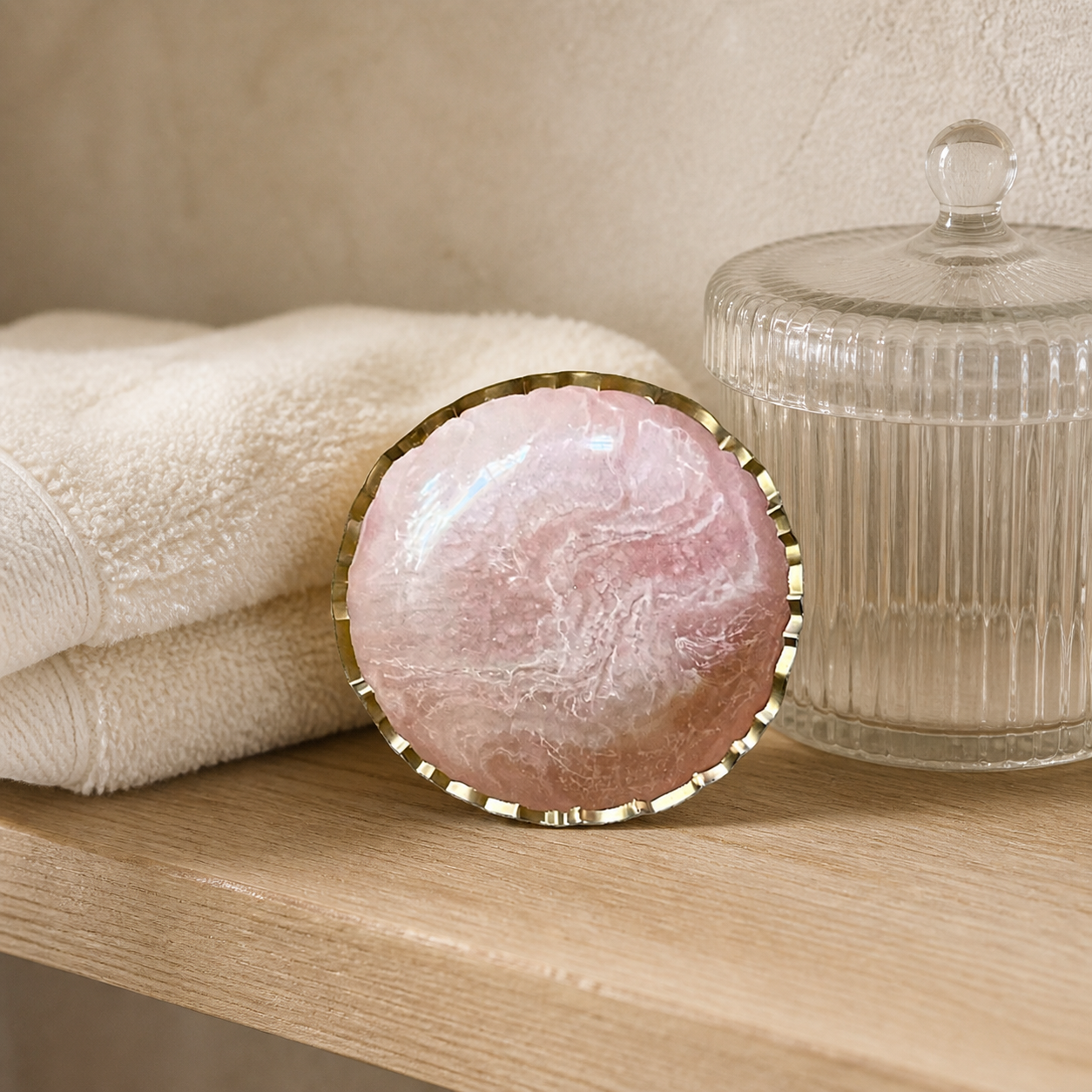 Small Light Pink bowl, 8x2" geode design epoxy resin