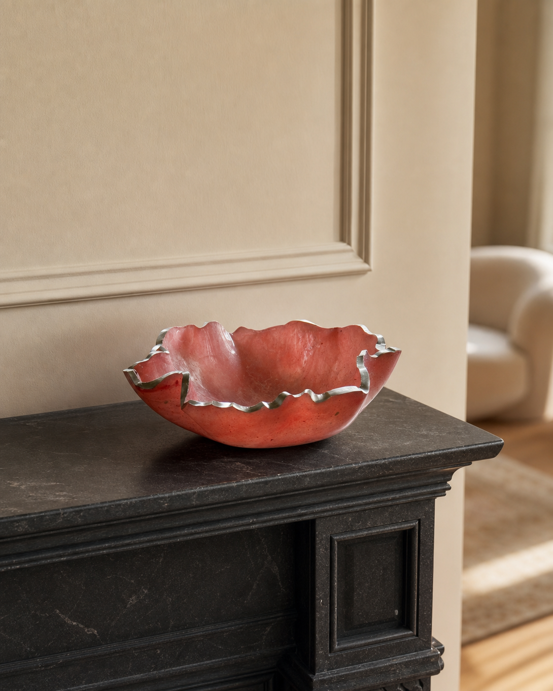 Medium light Pink bowl, 11x3" geode design epoxy resin