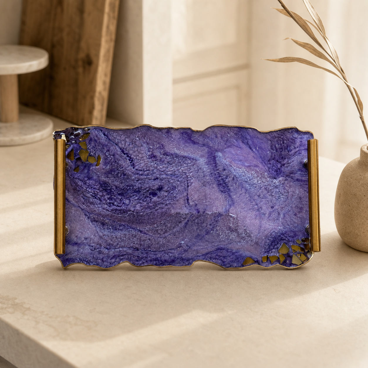 Purple tray handmade epoxy resin geode design