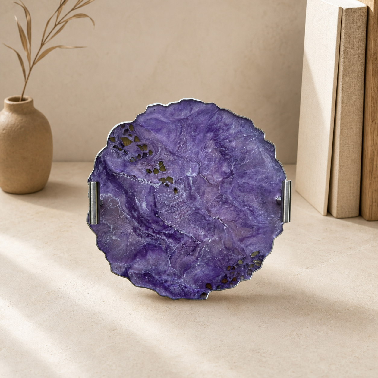 Purple tray handmade epoxy resin geode design