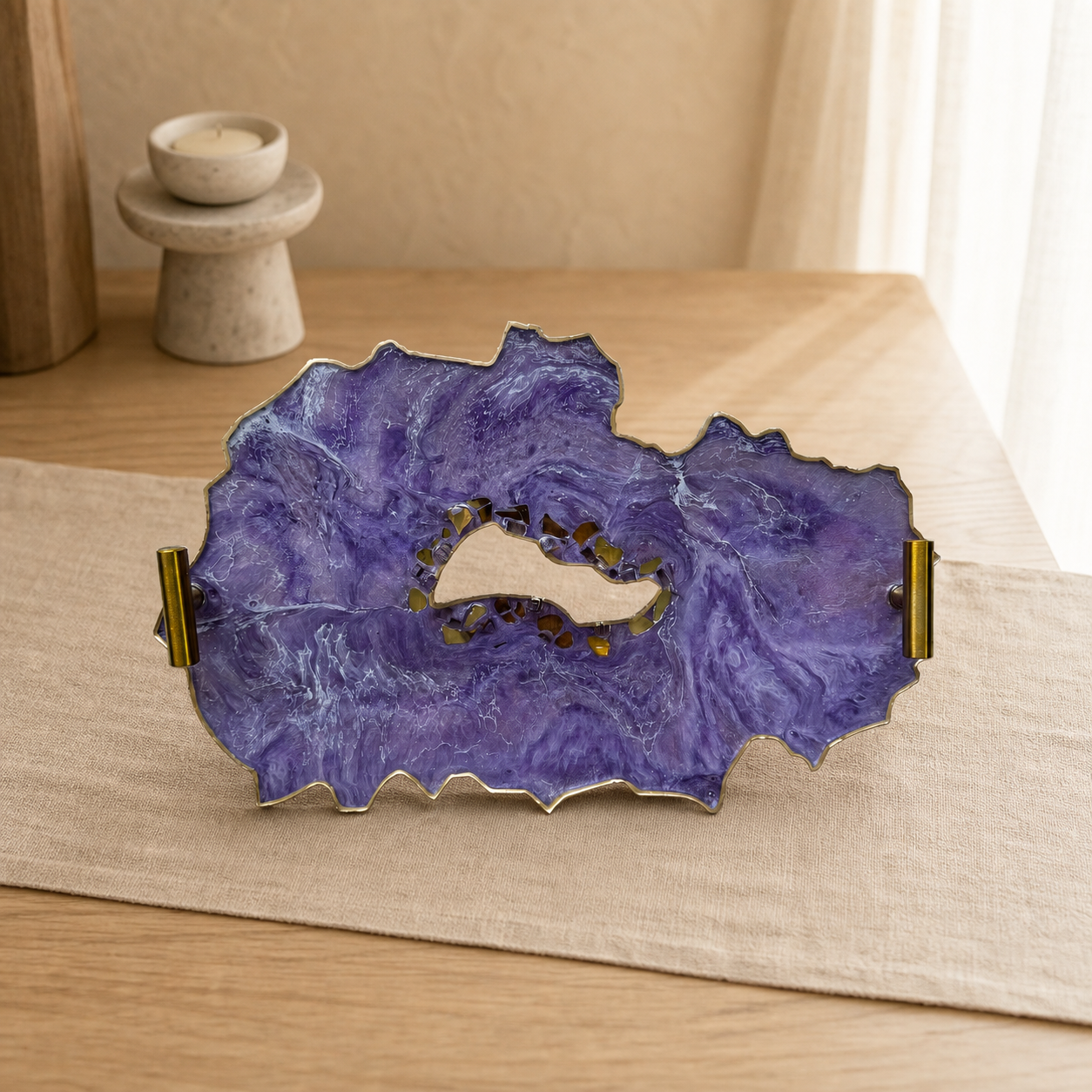 Purple tray handmade epoxy resin geode design