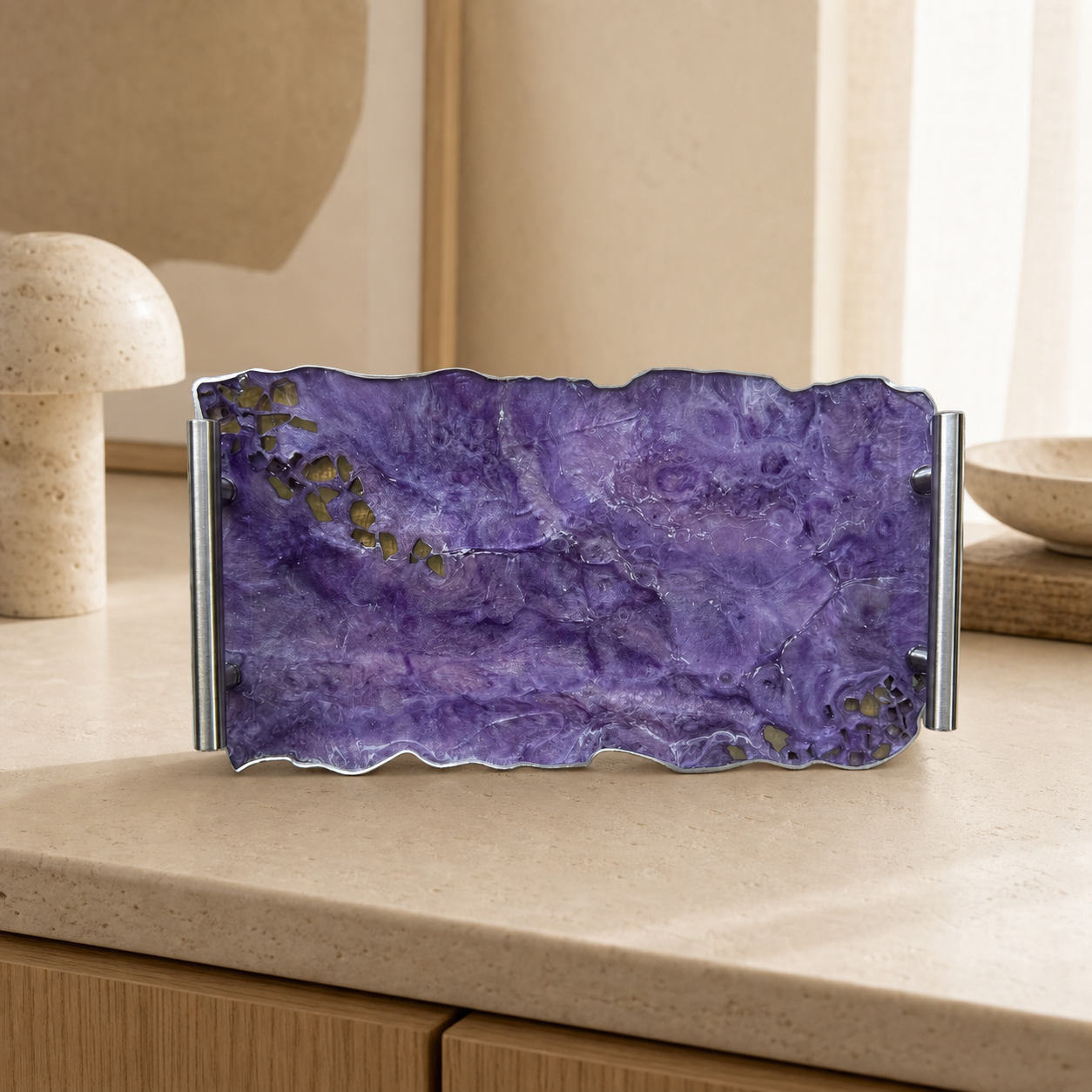 Purple tray handmade epoxy resin geode design