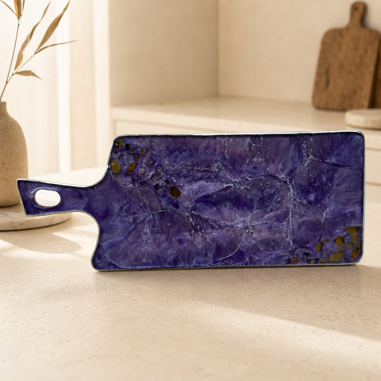 Purple Cheese board, 3 sizes handmade epoxy resin geode design