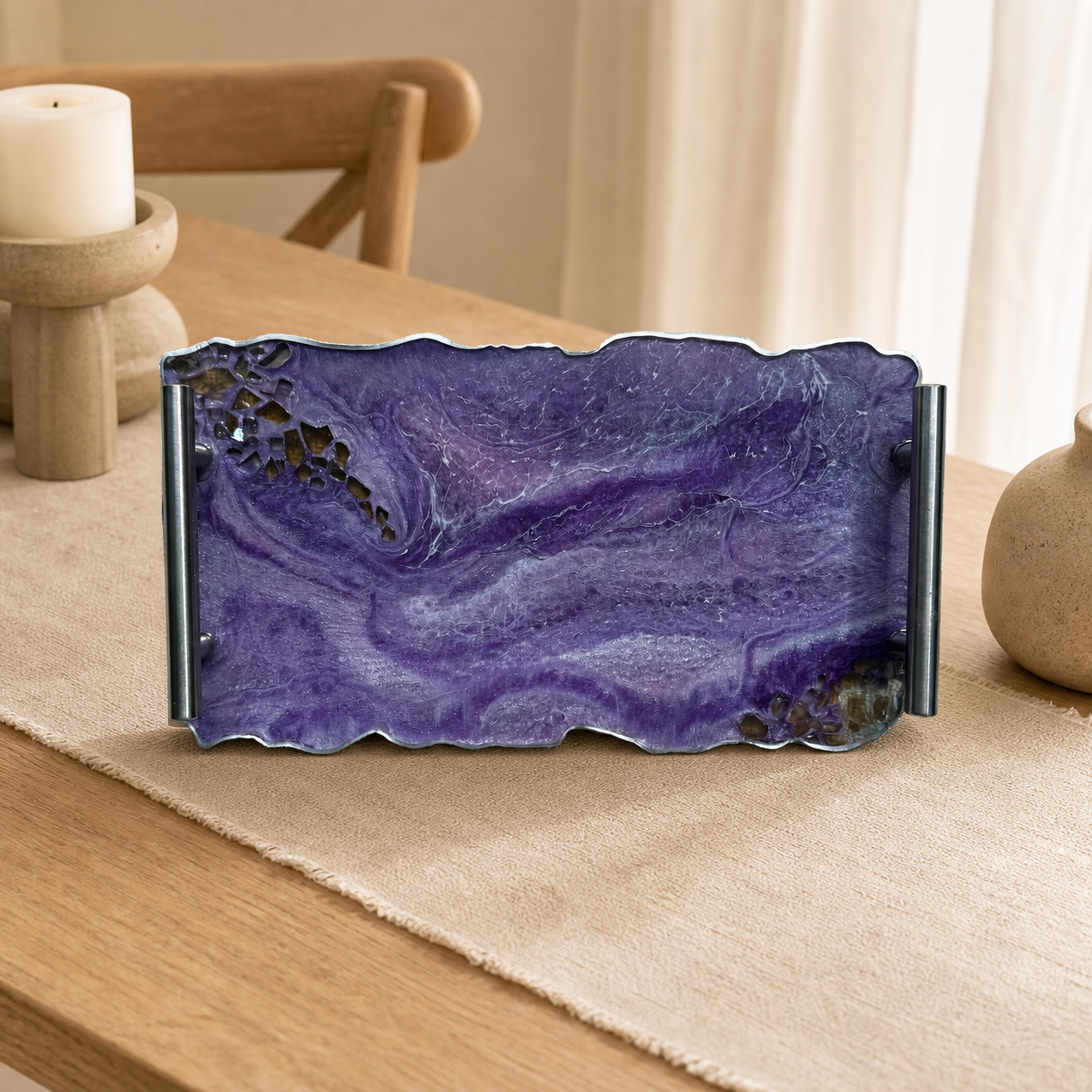 Purple tray handmade epoxy resin geode design