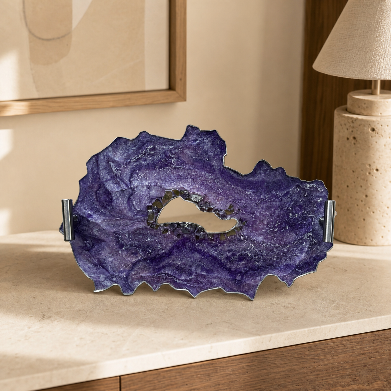 Purple tray handmade epoxy resin geode design