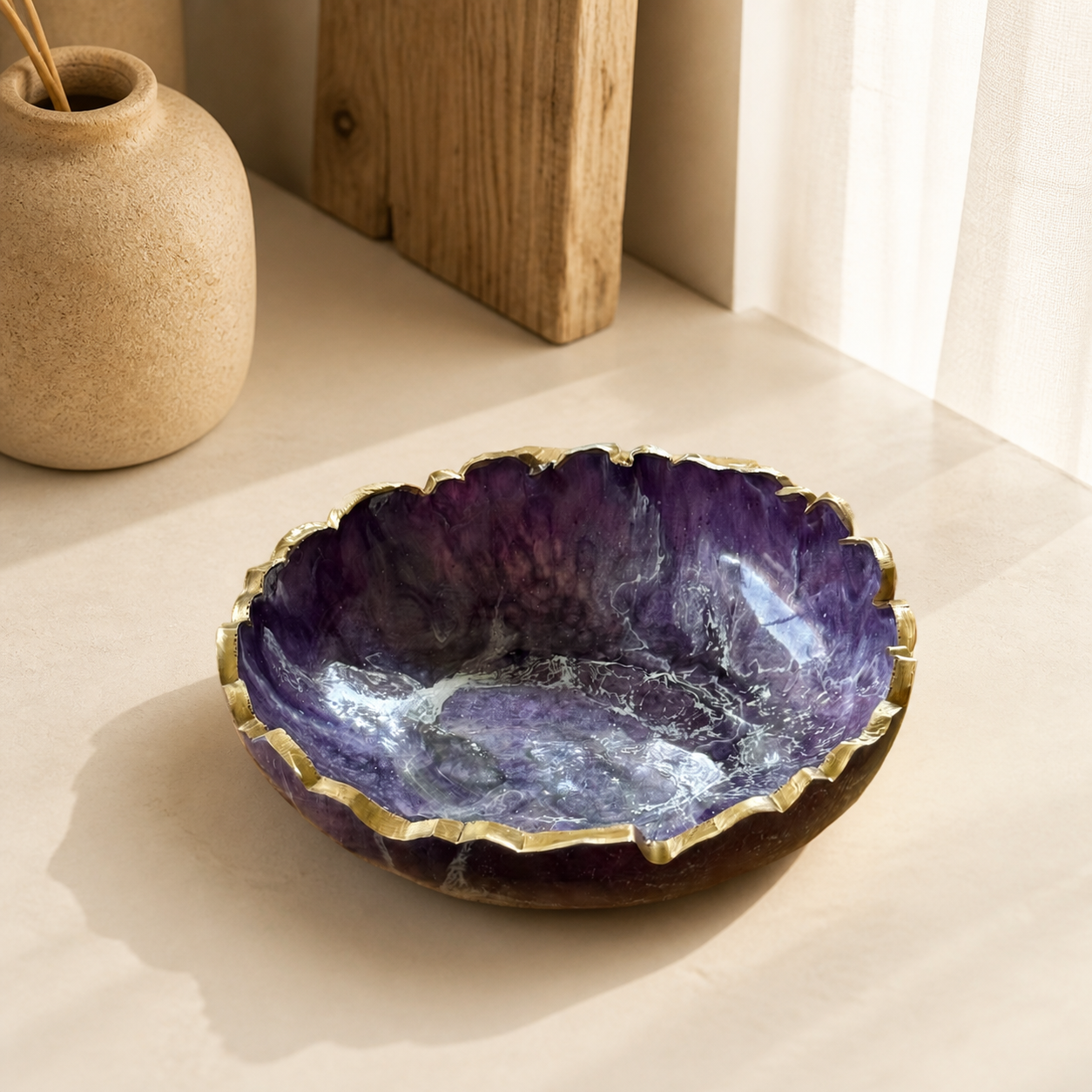Small Purple bowl, 8x2" geode design epoxy resin