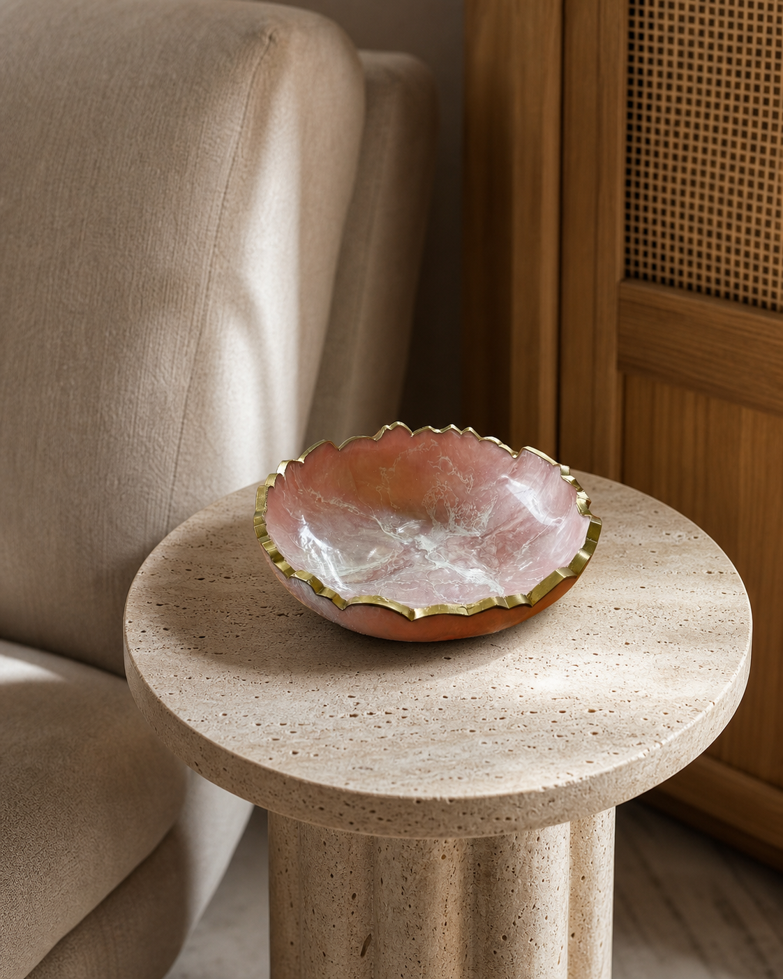 Small Light Pink bowl, 8x2" geode design epoxy resin