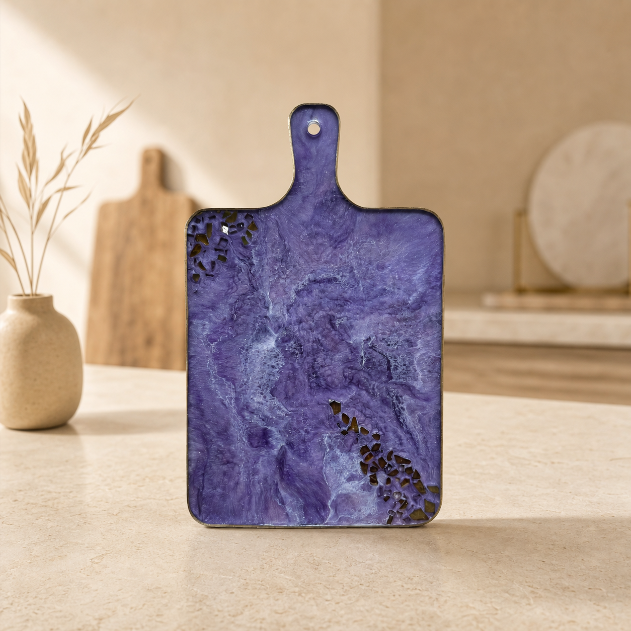 Purple Cheese board, 3 sizes handmade epoxy resin geode design