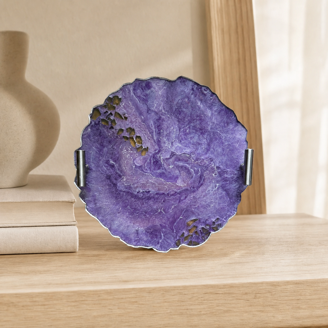 Purple tray handmade epoxy resin geode design