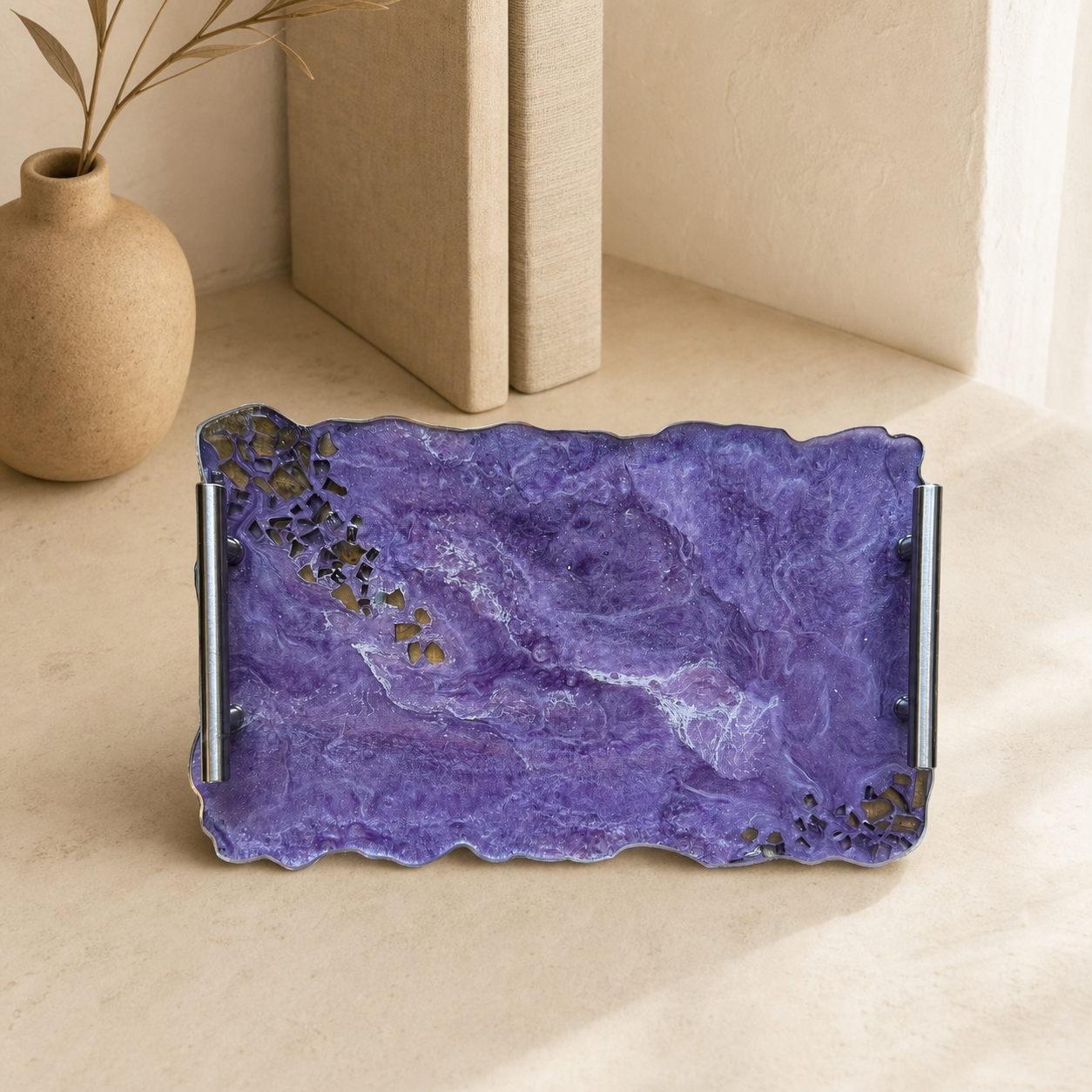 Purple tray handmade epoxy resin geode design
