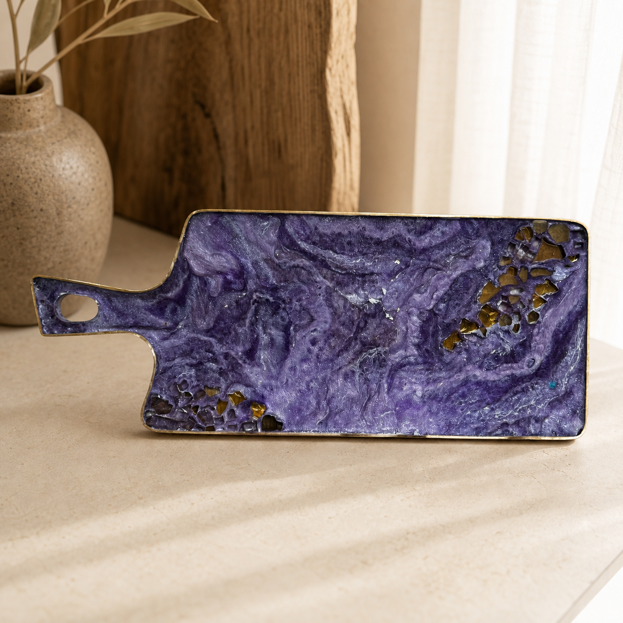 Purple Cheese board, 3 sizes handmade epoxy resin geode design