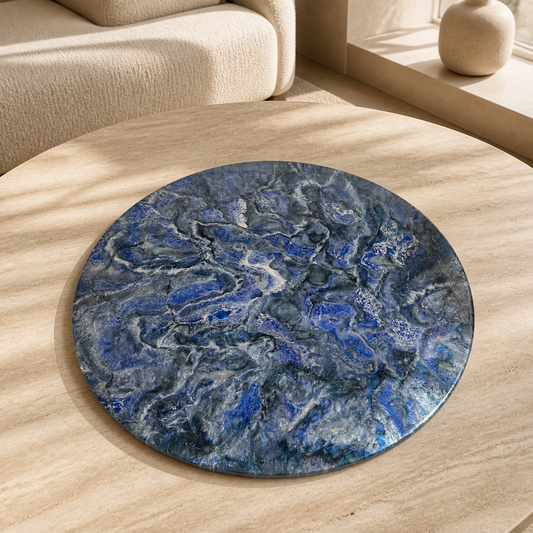 Blue Lazy Susan geode design epoxy resin, 5 sizes, additional view