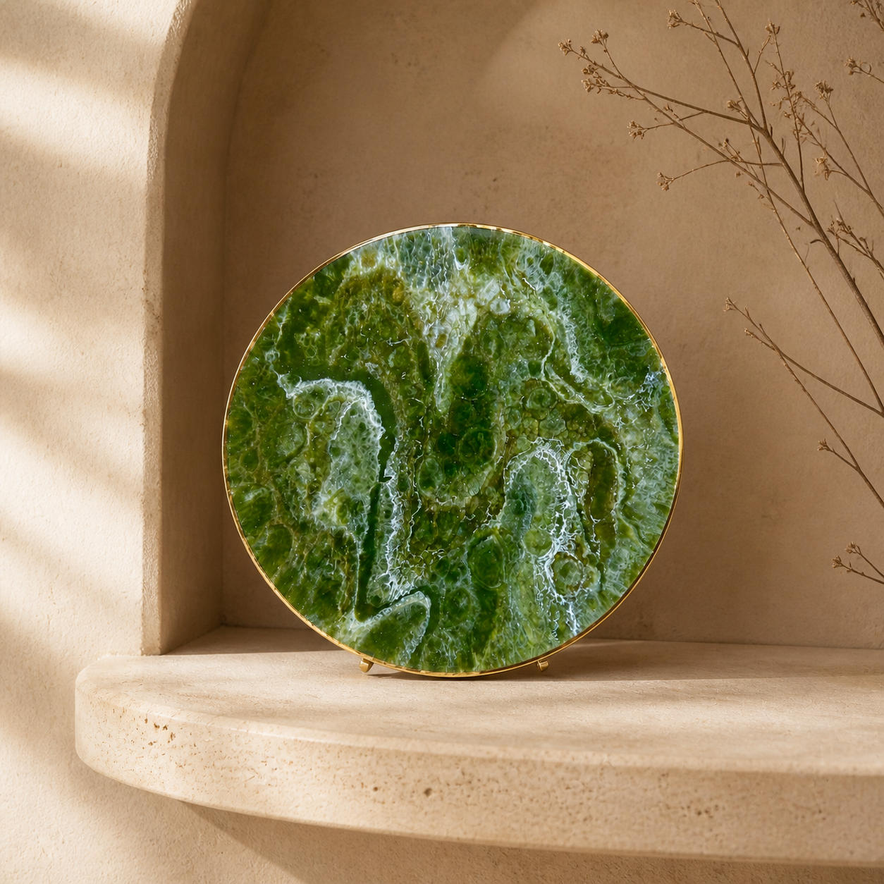 Olive Green Lazy Susan geode design epoxy resin, 5 sizes
