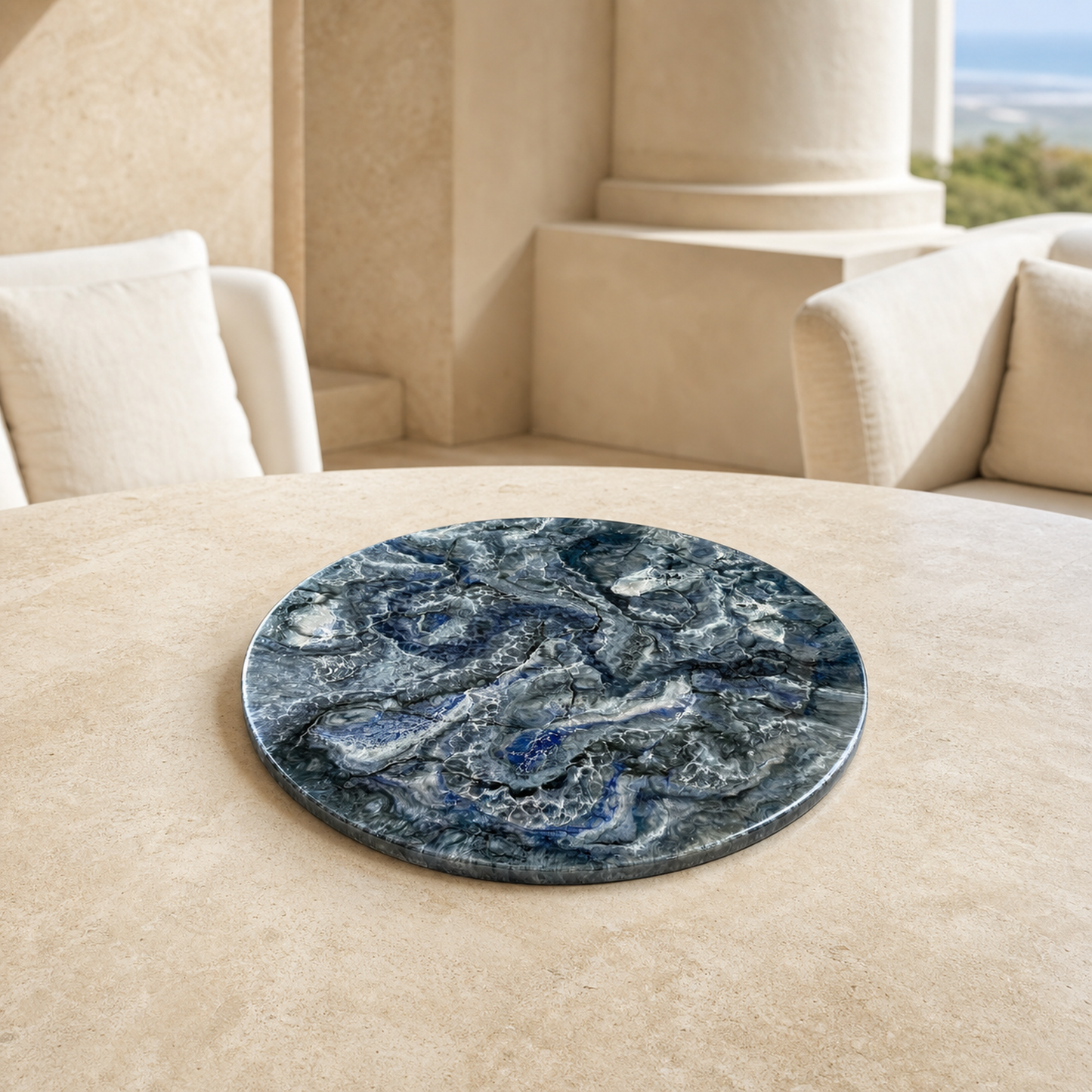 Blue Lazy Susan geode design epoxy resin, 5 sizes