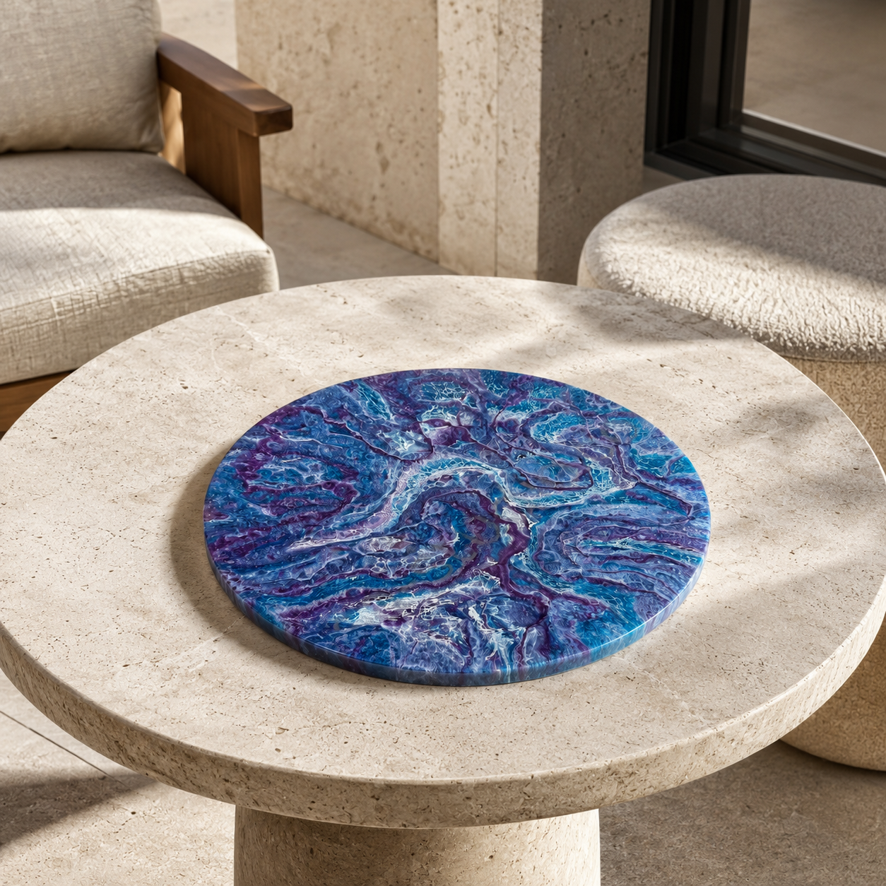 Purple and Blue Lazy Susan geode design epoxy resin, 5 sizes