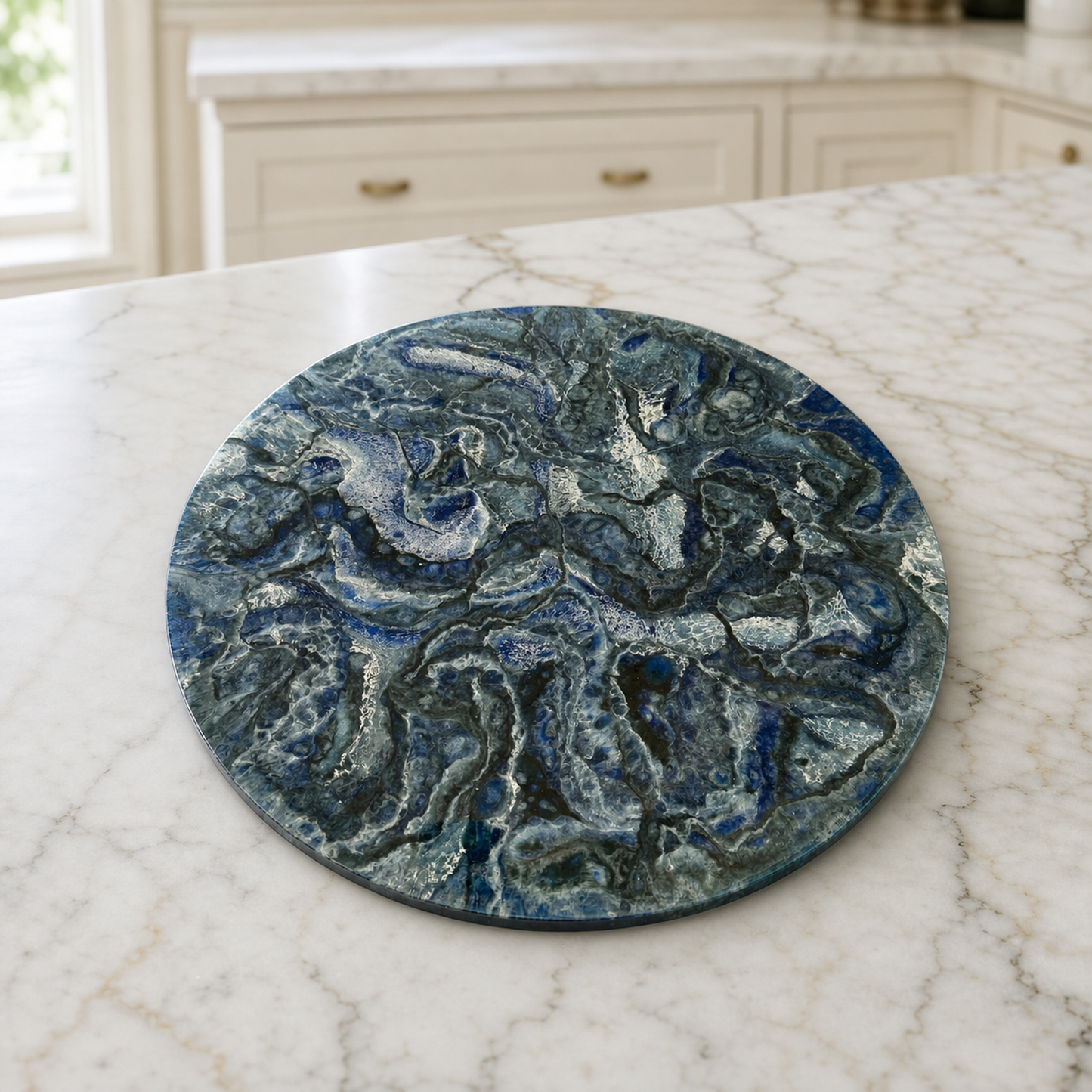 Blue Lazy Susan geode design epoxy resin, 5 sizes