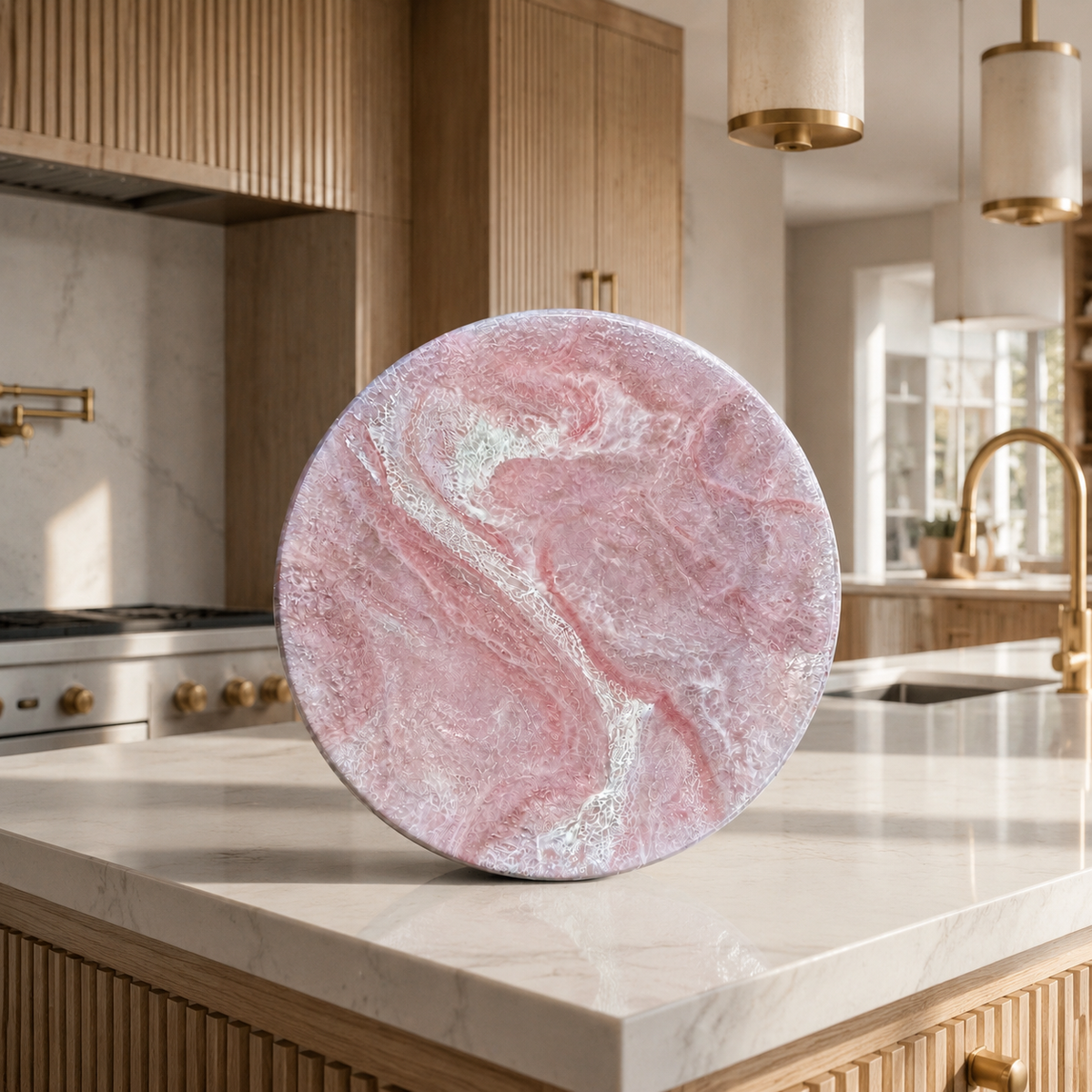 Light Pink Lazy Susan geode design epoxy resin, 5 sizes