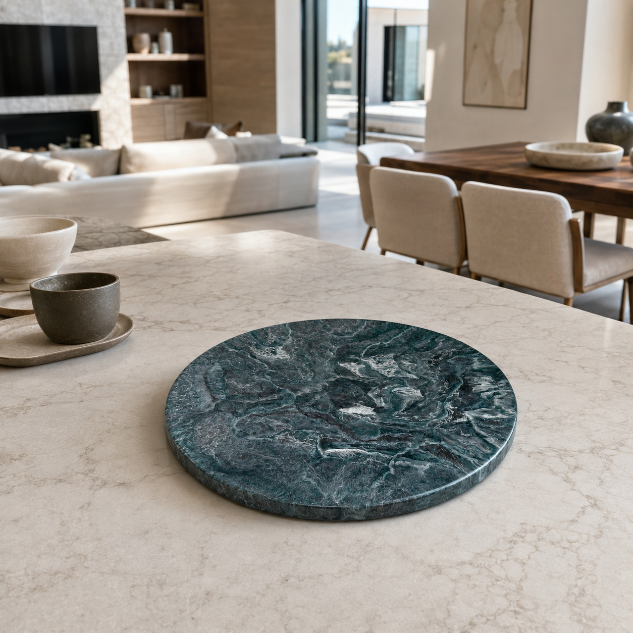 Teal and Silver Lazy Susan geode design epoxy resin, 5 sizes