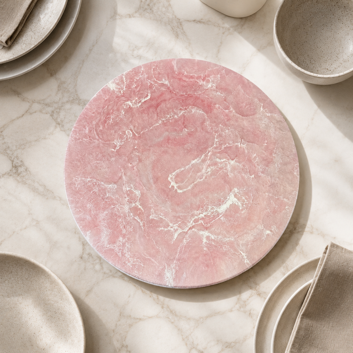 Light Pink Lazy Susan geode design epoxy resin, 5 sizes