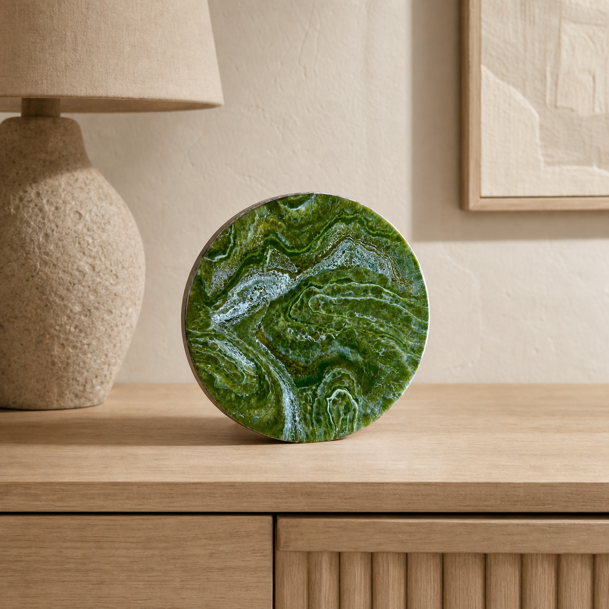 Olive Green Lazy Susan geode design epoxy resin, 5 sizes