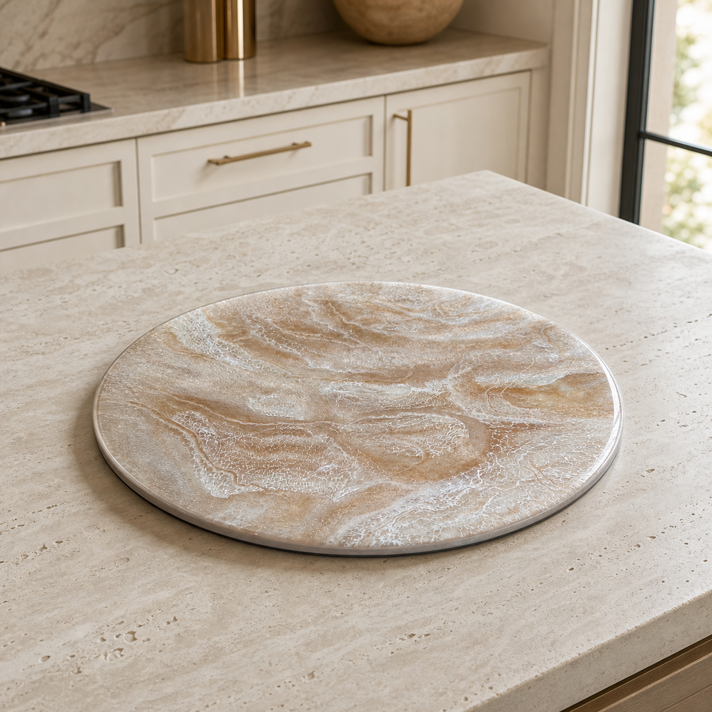 Cream Lazy Susan geode design epoxy resin, 5 sizes