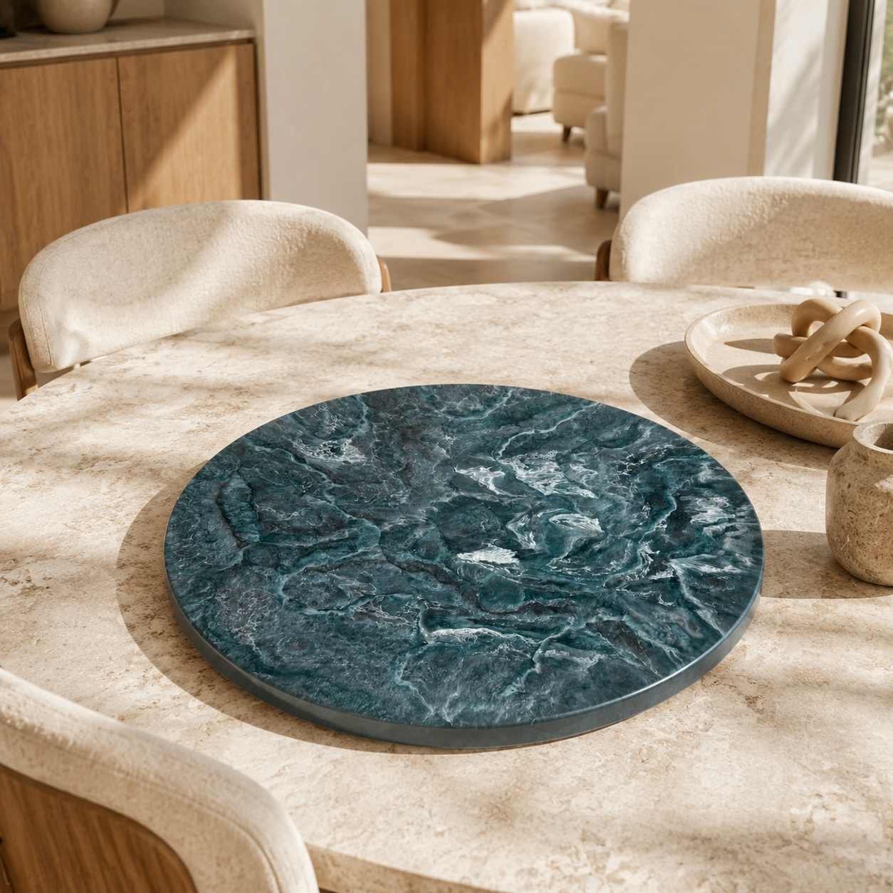 Teal and Silver Lazy Susan geode design epoxy resin, 5 sizes