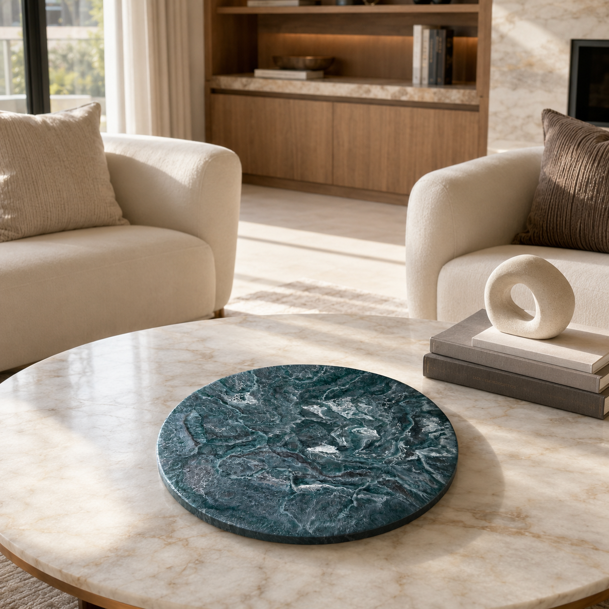 Teal and Silver Lazy Susan geode design epoxy resin, 5 sizes