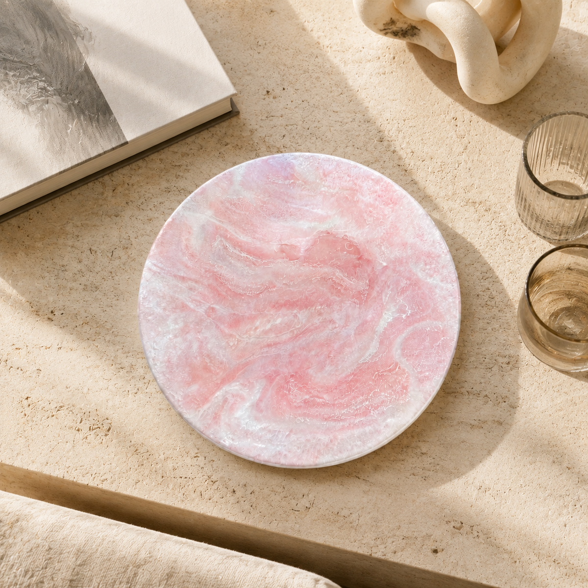 Light Pink Lazy Susan geode design epoxy resin, 5 sizes
