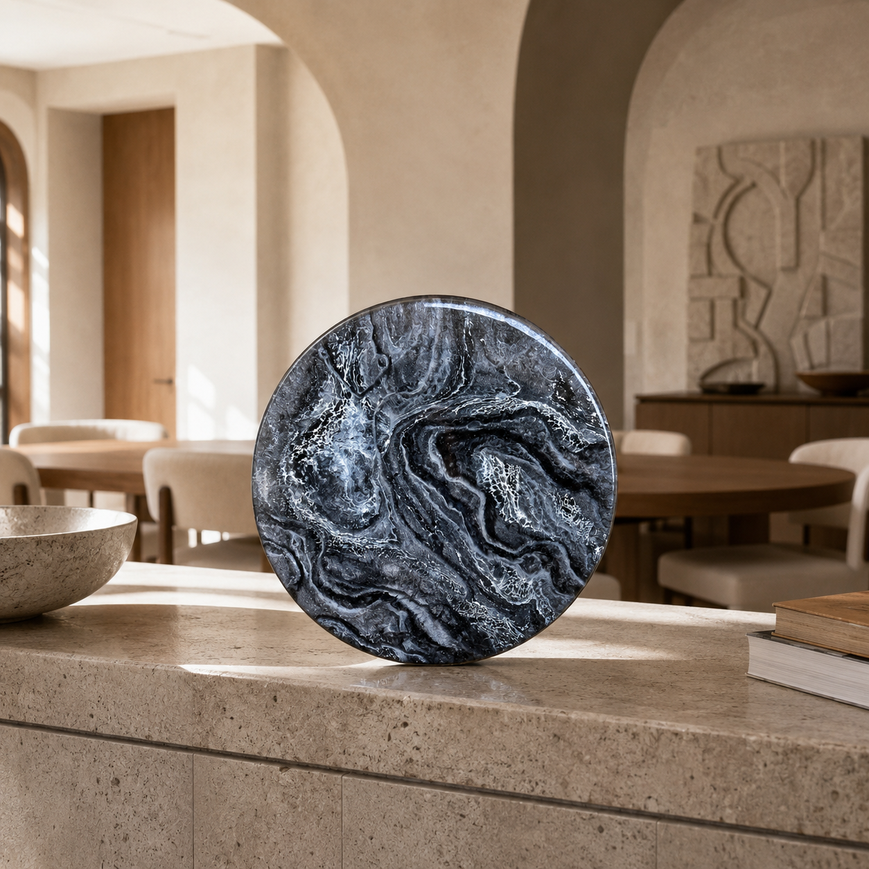 Black Lazy Susan geode design epoxy resin, 5 sizes