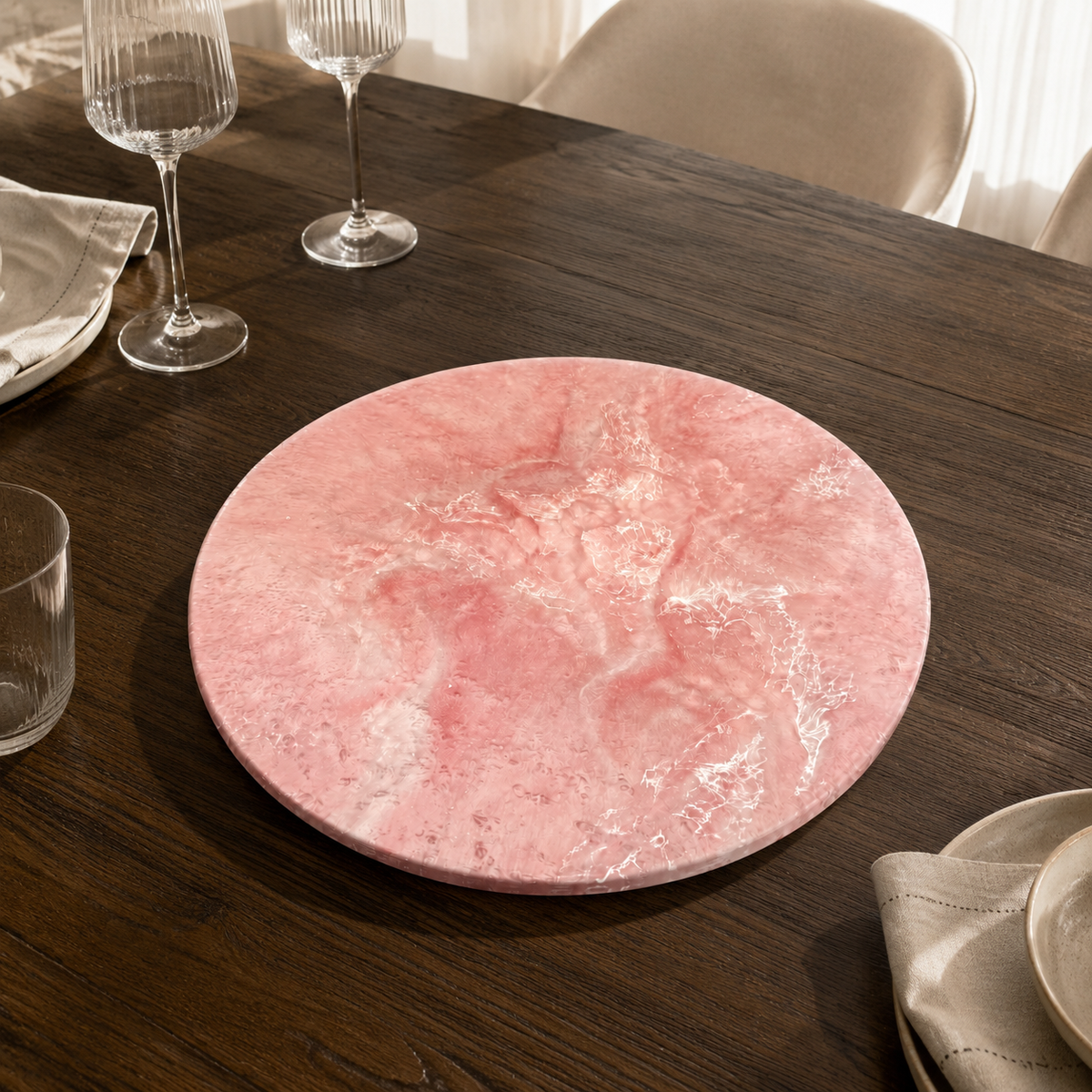 Light Pink Lazy Susan geode design epoxy resin, 5 sizes