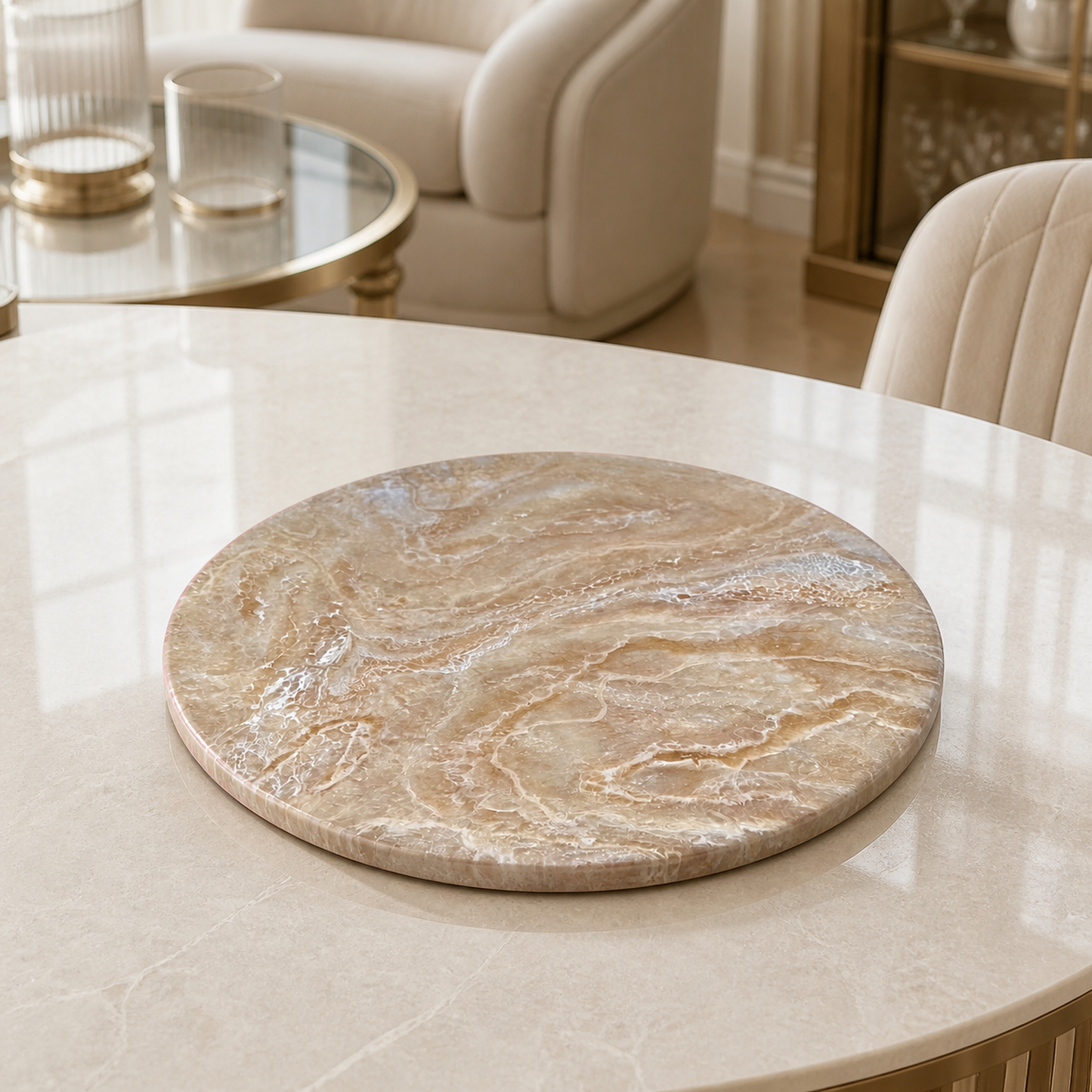 Cream Lazy Susan geode design epoxy resin, 5 sizes