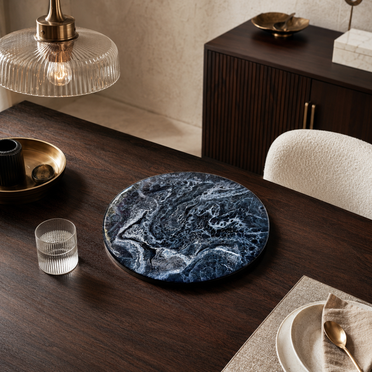 Black Lazy Susan geode design epoxy resin, 5 sizes