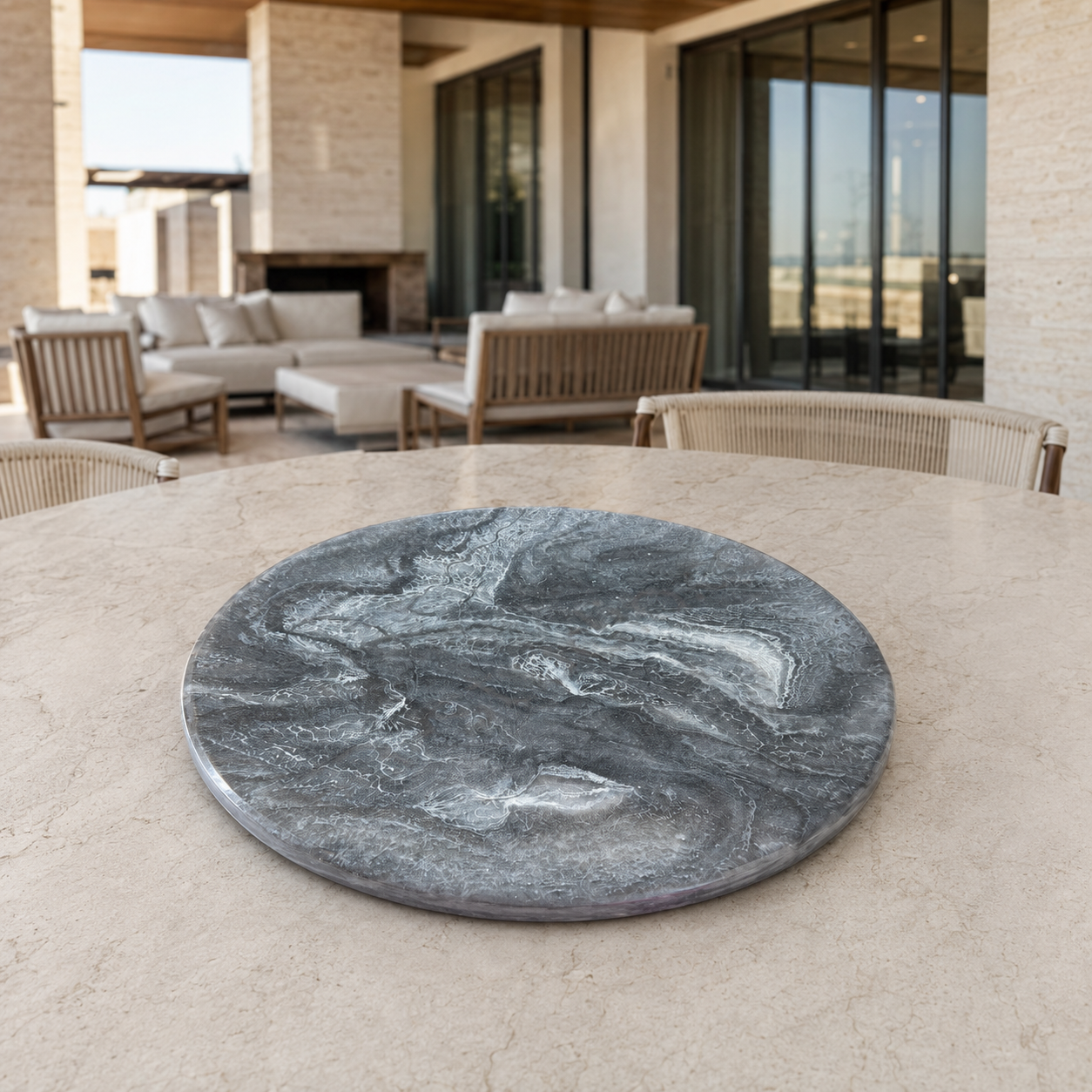 Silver and Grey Lazy Susan geode design epoxy resin, 5 sizes