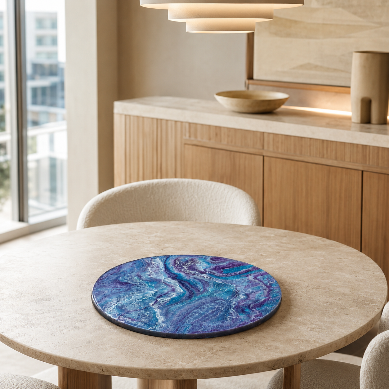 Purple and Blue Lazy Susan geode design epoxy resin, 5 sizes