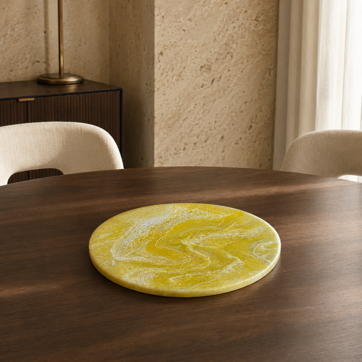 Yellow Lazy Susan geode design epoxy resin, 5 sizes