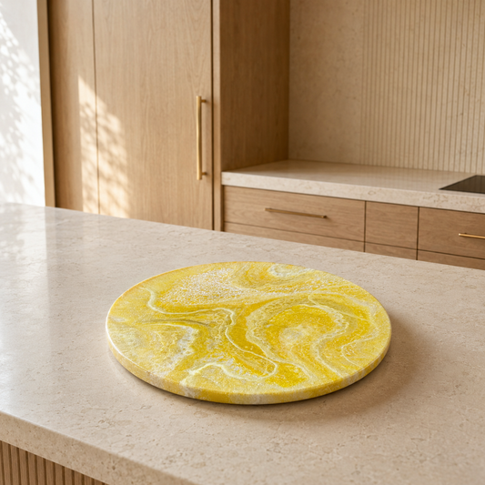 Yellow Lazy Susan geode design epoxy resin, 5 sizes