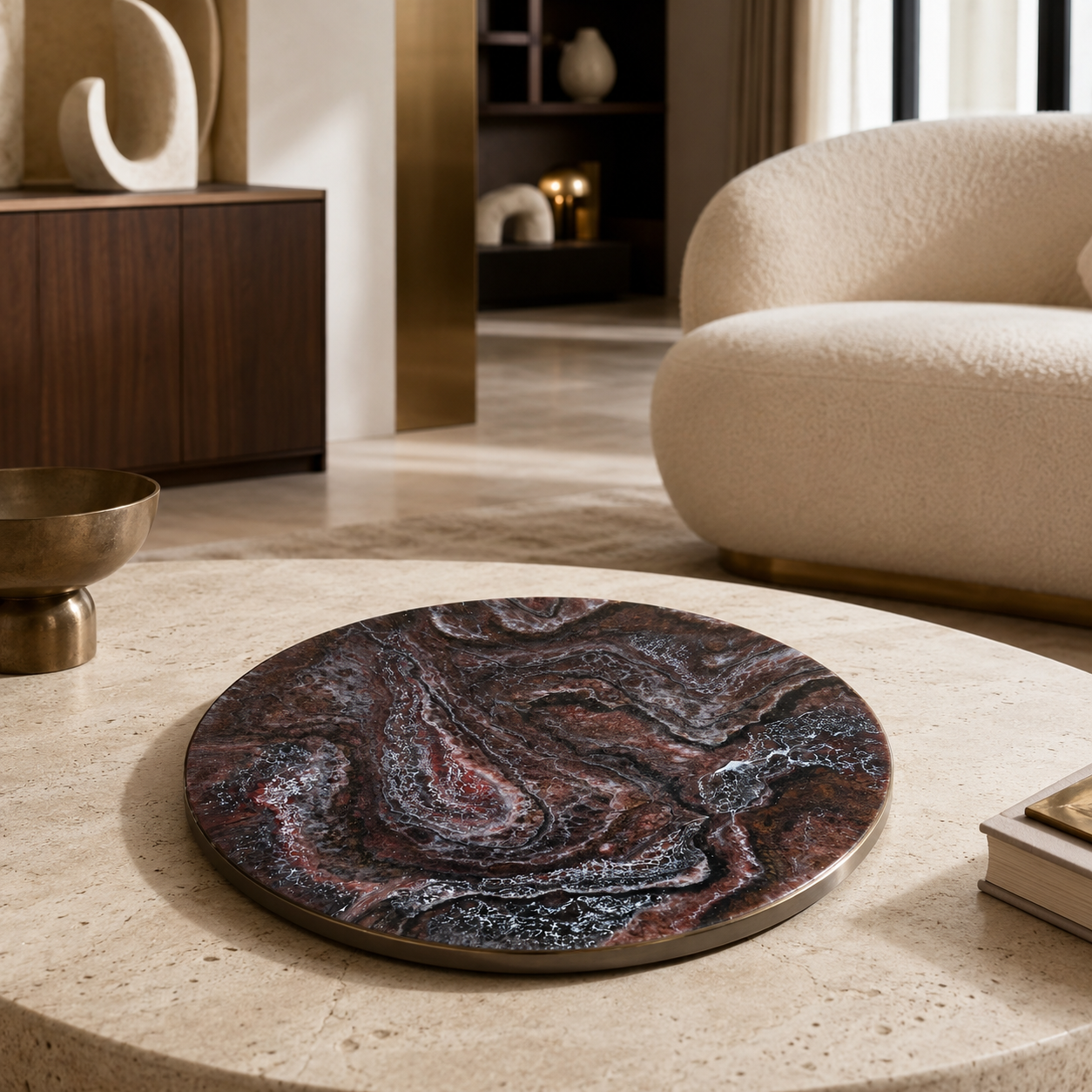 Black, Bronze and Copper Lazy Susan geode design epoxy resin, 5 sizes
