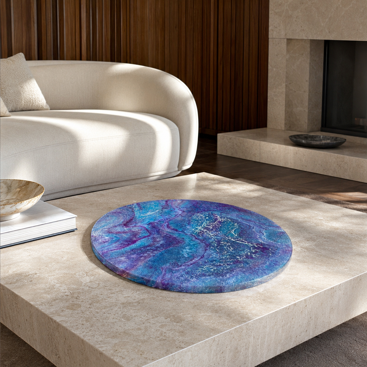Purple and Blue Lazy Susan geode design epoxy resin, 5 sizes