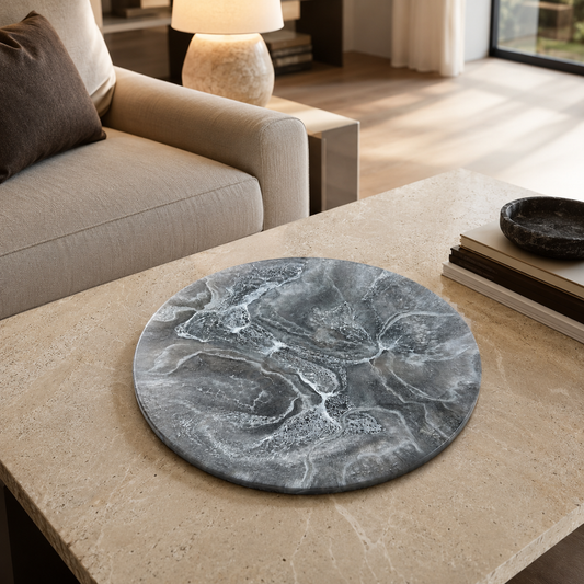 Silver and Grey Lazy Susan geode design epoxy resin, 5 sizes