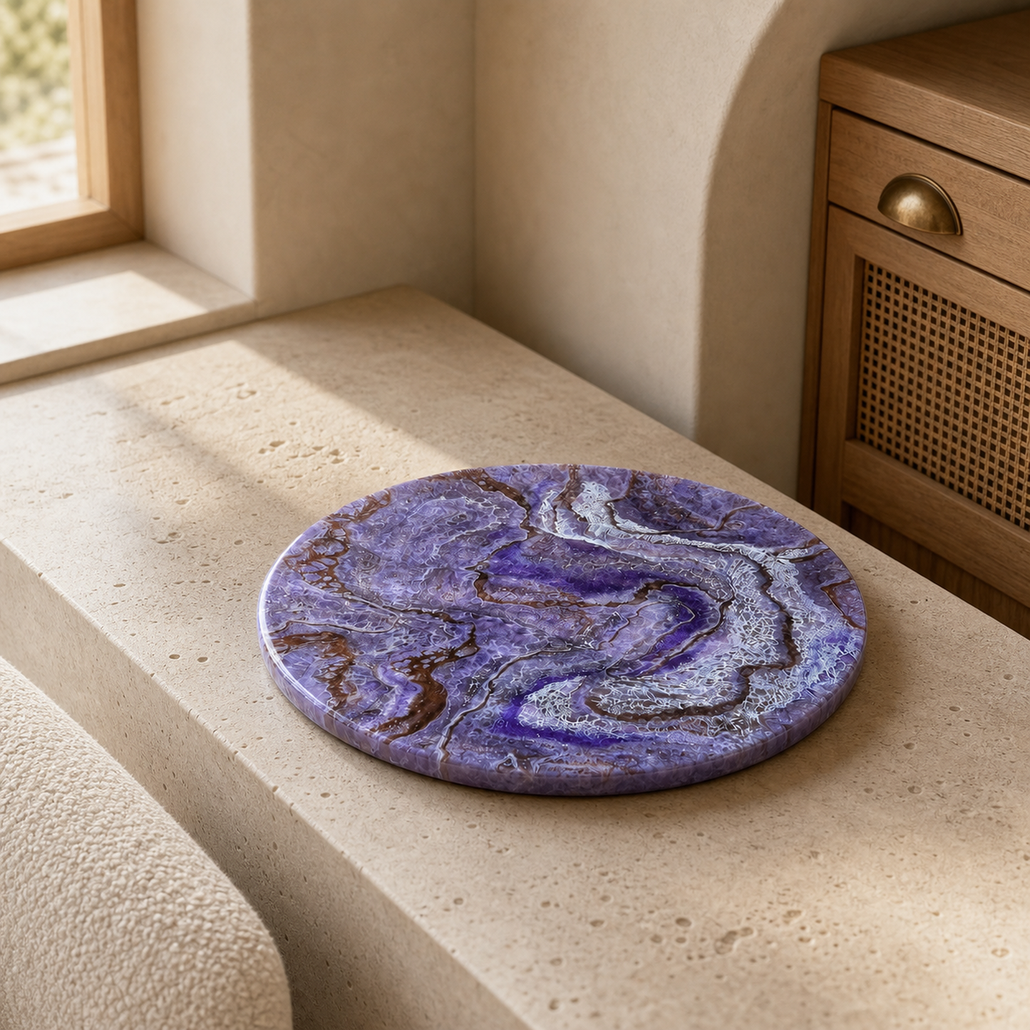Purple and Brown Lazy Susan geode design epoxy resin, 5 sizes