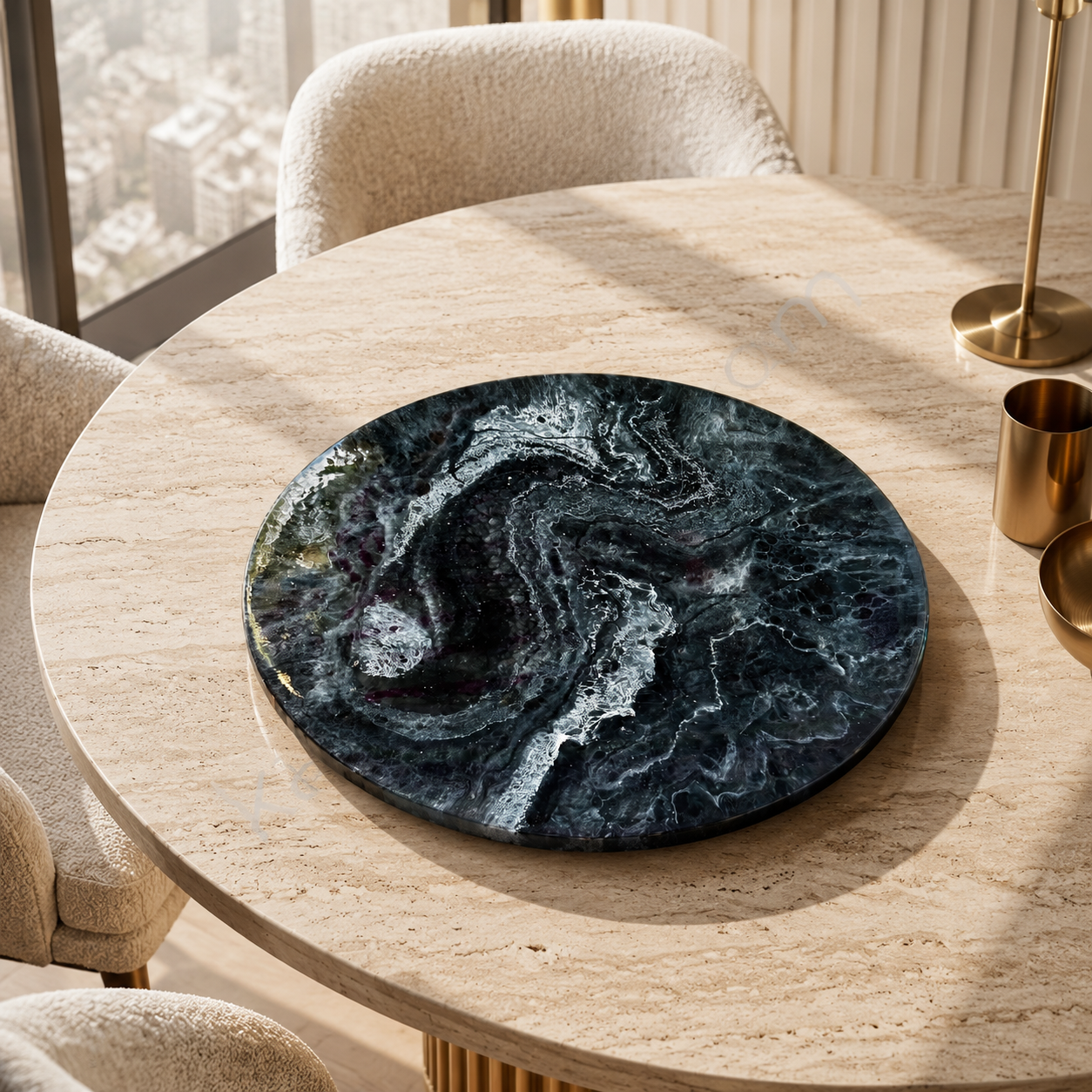 Black Lazy Susan geode design epoxy resin, 5 sizes