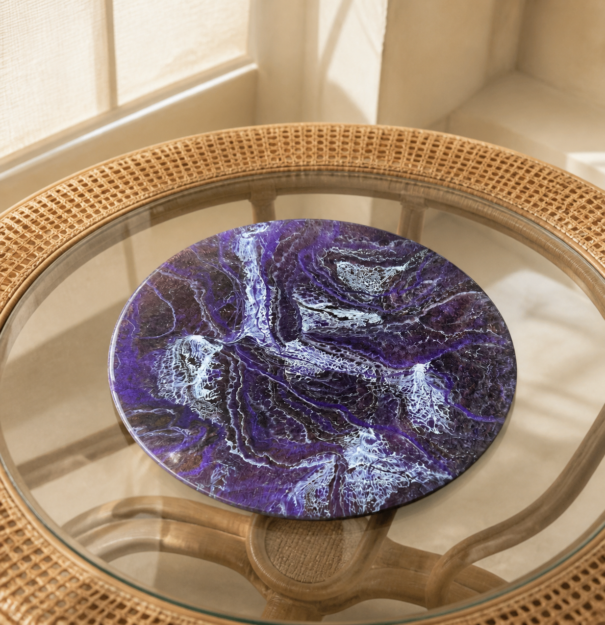 Purple and Brown Lazy Susan geode design epoxy resin, 5 sizes
